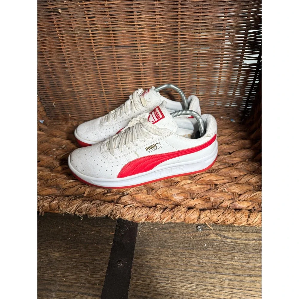 Puma GV Special White Red Leather Low‎ Top Sneakers Womens
